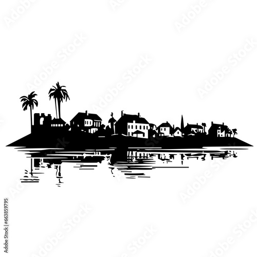House vector, house silhouette, village vector, skyline, house, vector, city, town, illustration, building, home, architecture, street, village, cartoon, design, old, drawing, sketch, urban, vintage, 