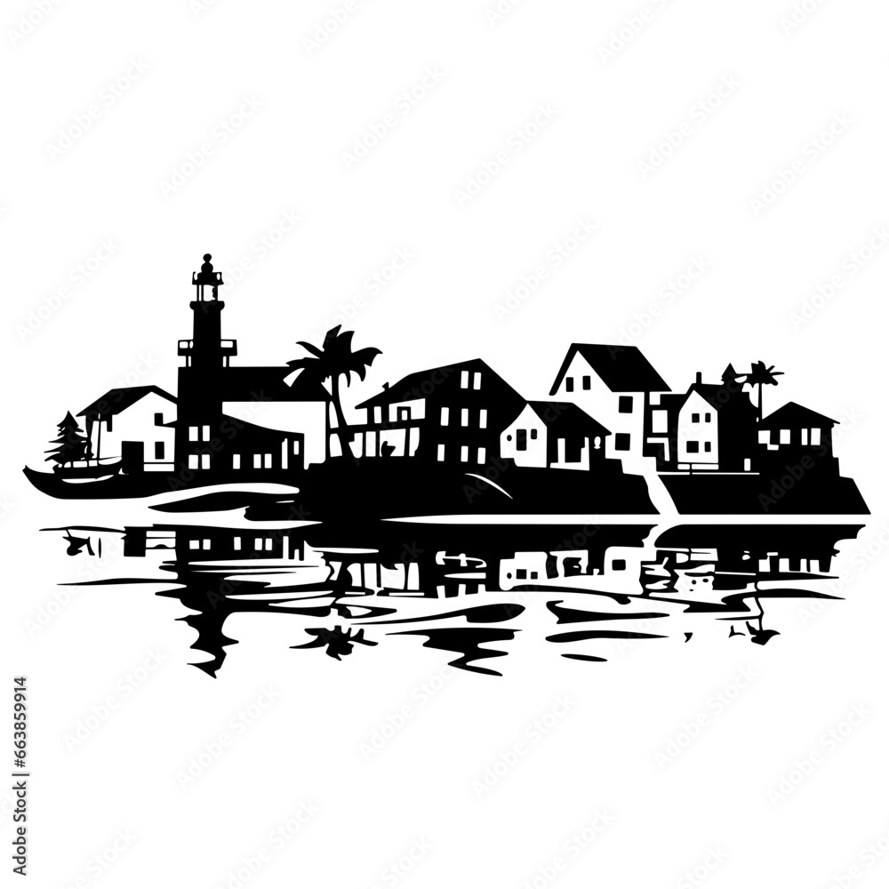 House vector, house silhouette, village vector, skyline, house, vector, city, town, illustration, building, home, architecture, street, village, cartoon, design, old, drawing, sketch, urban, vintage, 