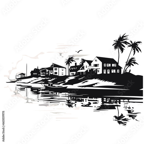 House vector, house silhouette, village vector, skyline, house, vector, city, town, illustration, building, home, architecture, street, village, cartoon, design, old, drawing, sketch, urban, vintage, 