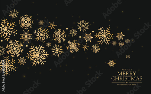 christmas background with golden snowflakes
