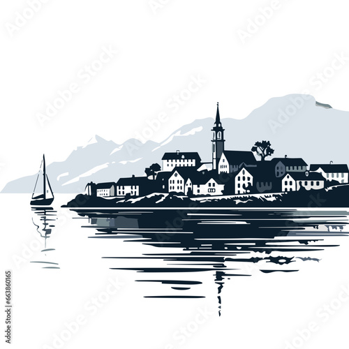 House vector, house silhouette, village vector, skyline, house, vector, city, town, illustration, building, home, architecture, street, village, cartoon, design, old, drawing, sketch, urban, vintage, 