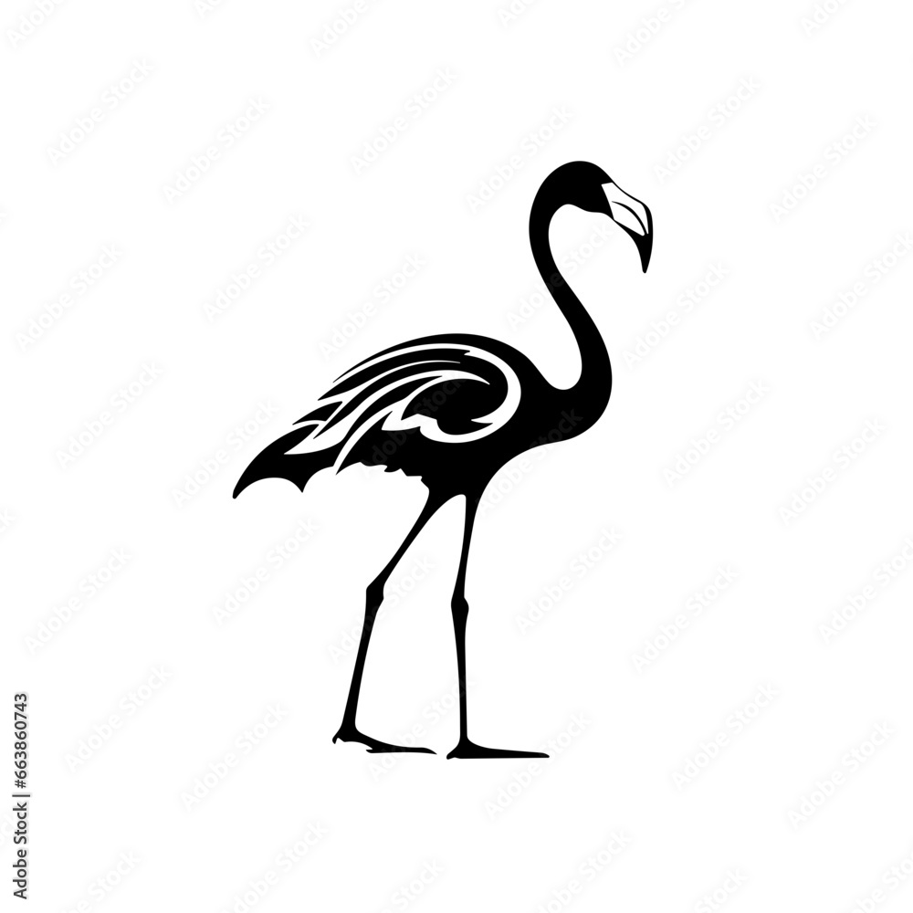 flamingo silhouette isolated on white
