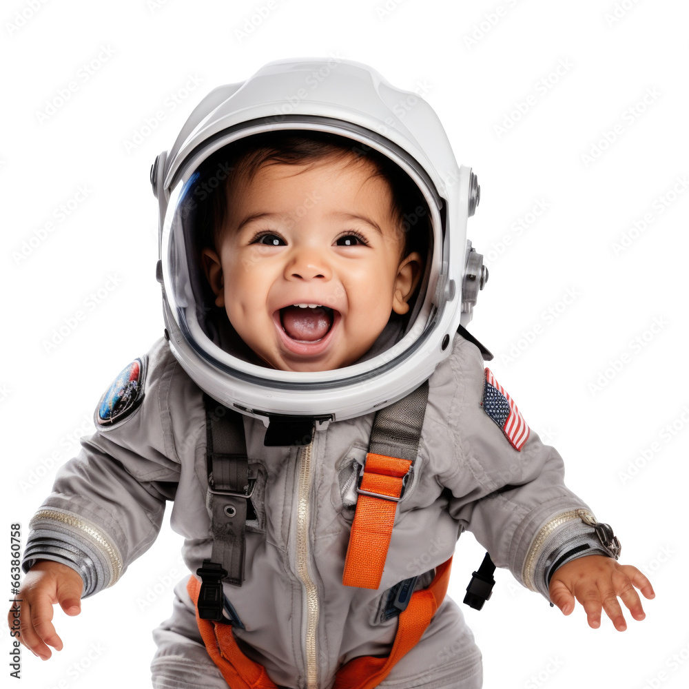 cute happy baby dressed as an astronaut on a transparent background cute happy baby dressed as an astronaut on a transparent background