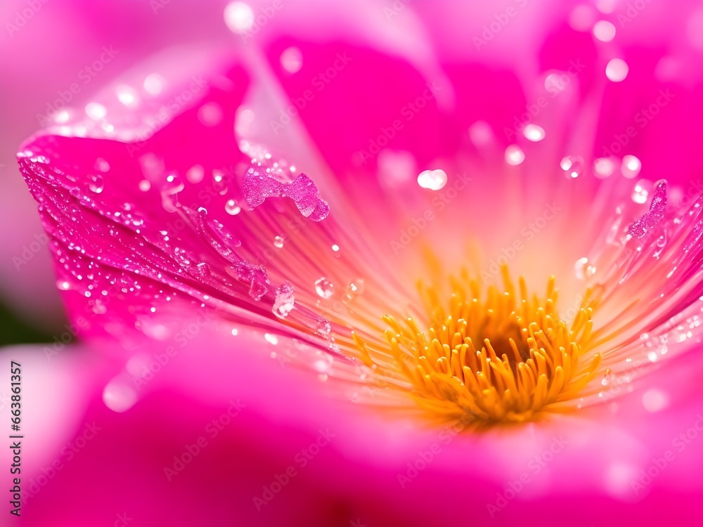 Obraz premium close up of a pink flower rain droplets