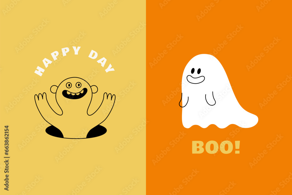Vector illustration in trendy flat simple linear style, funny mascot and cartoon character, friendly sticker and badge for advertising, social media Vector illustration in trendy flat simple linear style, funny mascot and cartoon character, friendly sticker and badge for advertising, social media
