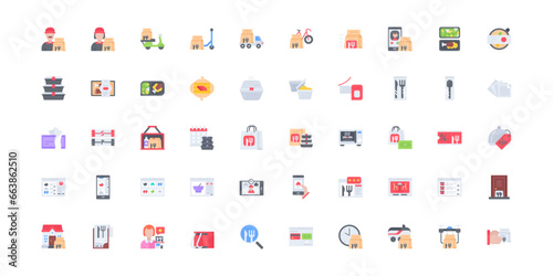 food delivery icon set