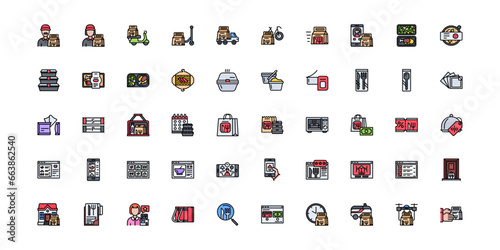 food delivery icon set