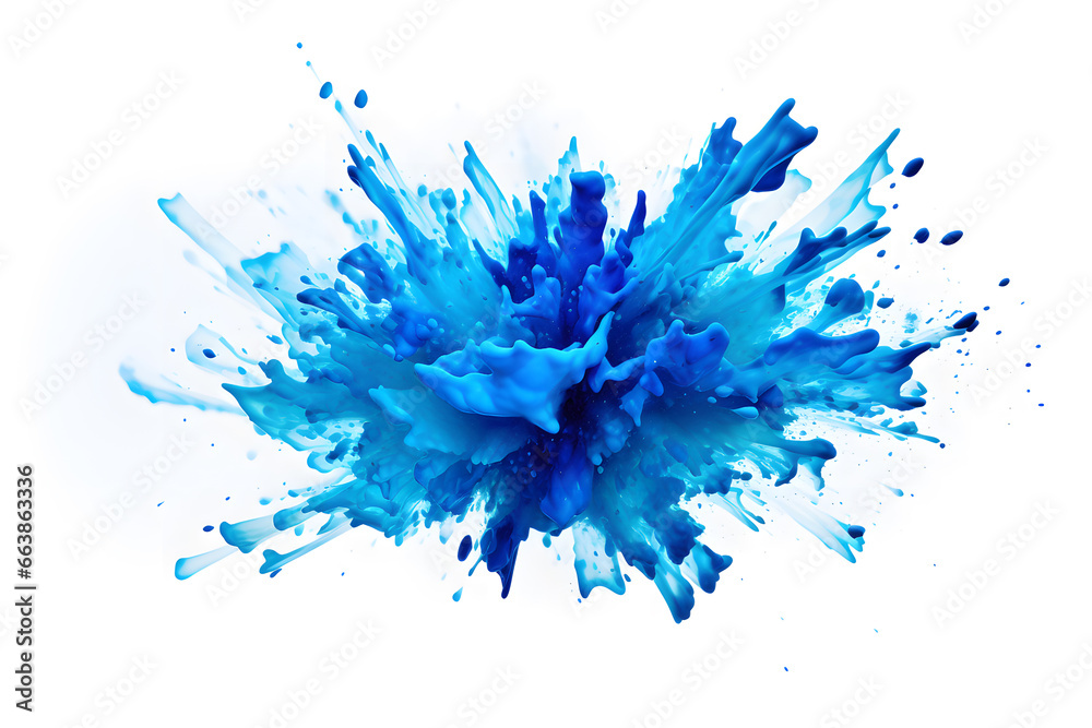 Naklejka premium Blue powder explosion isolated on white background 