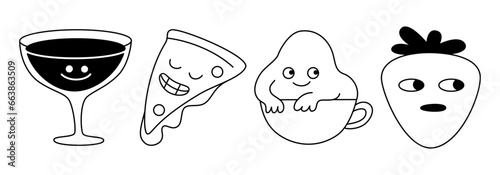 Vector illustration in trendy flat simple linear style, funny mascot and cartoon character, friendly sticker and badge for advertising, social media