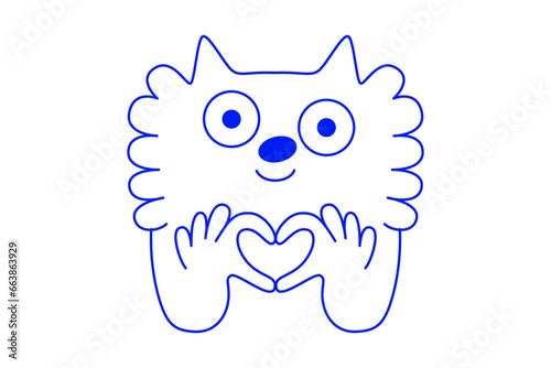 Vector illustration in trendy flat simple linear style, funny mascot and cartoon character, friendly sticker and badge for advertising, social media