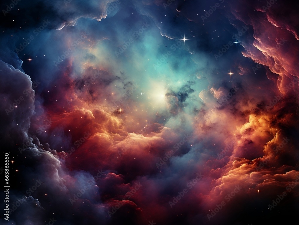 Naklejka premium Beautiful space and nebula wallpaper generative ai