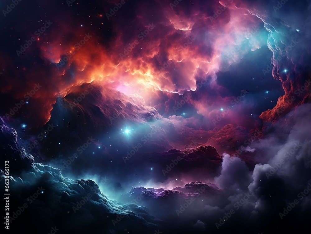 Fototapeta premium Beautiful space and nebula wallpaper generative ai