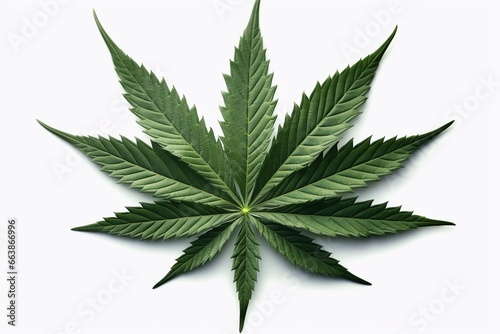 single cannabis leaf with transparent background. Generative AI
