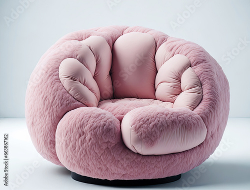 comfortable puffy armchair on white background