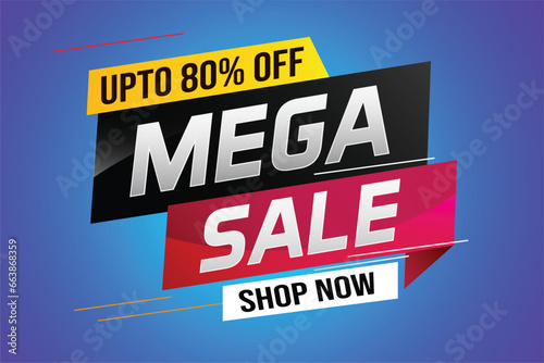 mega sale word concept vector illustration with lines and 3d style, landing page, template, ui, web, mobile app, poster, banner, flyer, background, gift card, coupon, label, wallpaper   © Flow