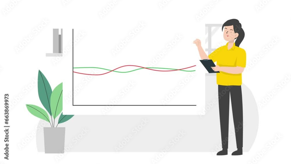 Woman doing analysis illustration design Woman doing analysis illustration design