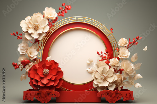 chinese podium with flower background