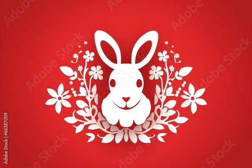 Red and White Easter Bliss - Vector Bunny Card photo