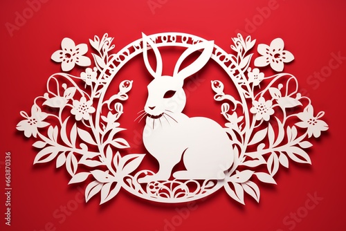 Red and White Easter Bliss - Vector Bunny Card photo