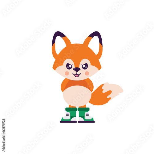 cartoon angry fox illustration with shoes