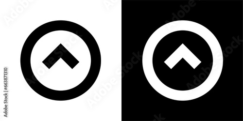 circle arrow top. Black icon. Black line icon. Business icon.