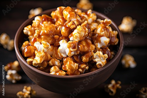 Caramel-Coated Crunch: Top-Down Close-Up of Popcorn Delight