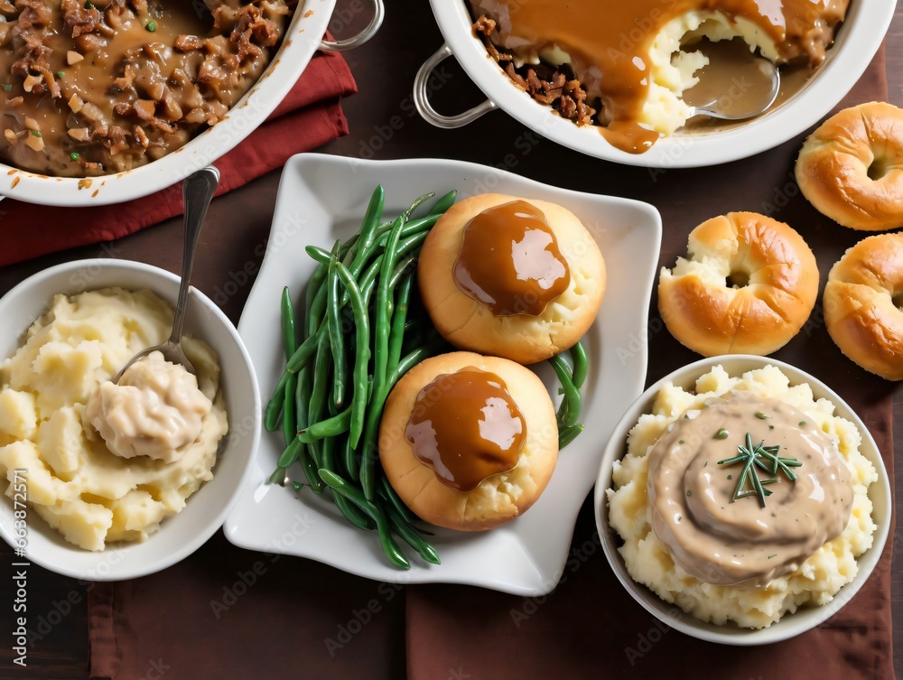 A Table With A Variety Of Dishes And Dishes A Table With A Variety Of Dishes And Dishes