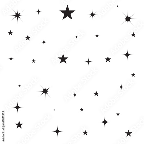 Minimalist silhouette stars icon, twinkle star shape symbols. Modern geometric elements, shining star icons, abstract sparkle black silhouettes symbol vector set © Rakhi