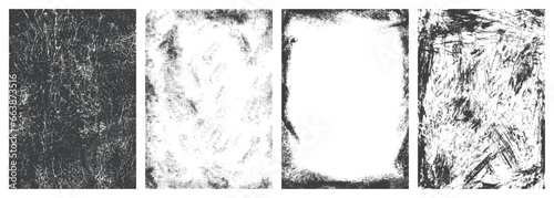 Grunge textures set poster monochrome