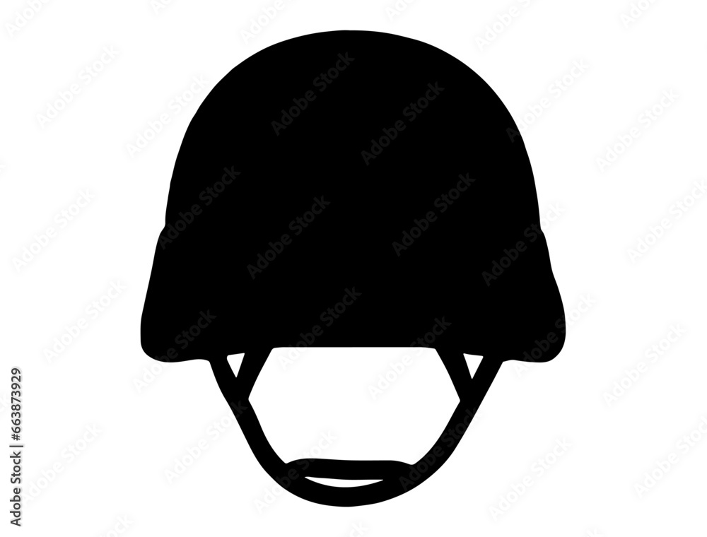 Fototapeta premium Military helmet silhouette vector art white background
