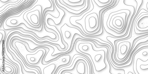 Topographic map background geographic line map with elevation assignments. Modern design with White background with topographic wavy pattern design.paper texture Imitation of a geographical map shades