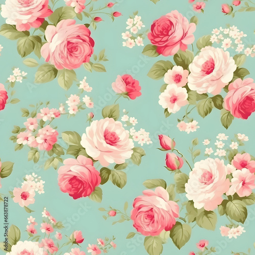 seamless flower and roses pattern for background or texture