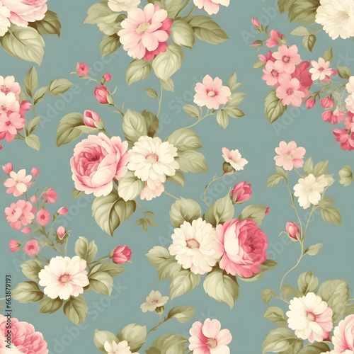 seamless flower and roses pattern for background or texture