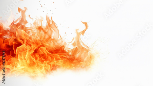 burning fire of flame and spark on white background.generative ai