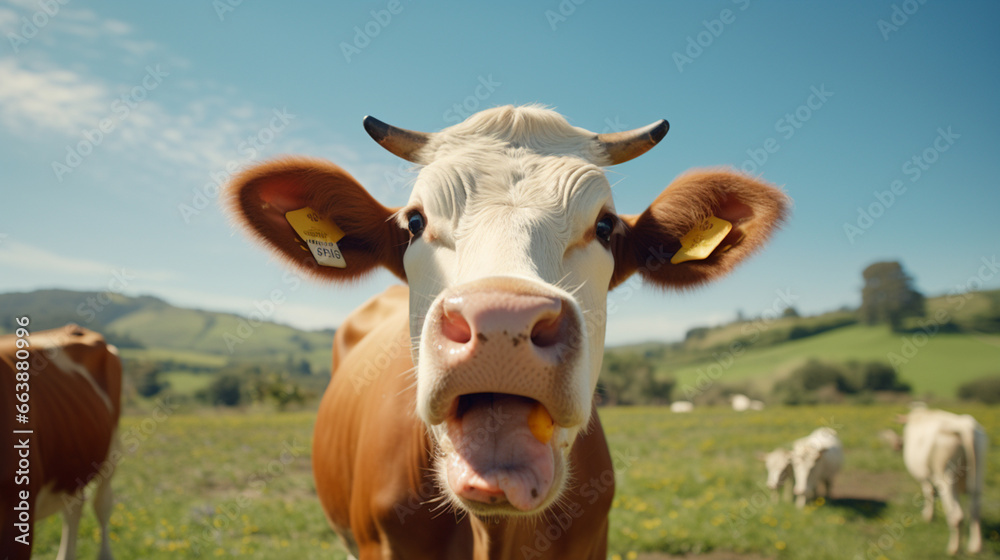 brown cow in a green pasture