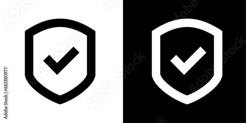 Shield, ok Icon. Black Icon. Line icon. Logos. Business.