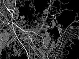 Vector road map of the city of  Dazaifu in Japan with white roads on a black background.