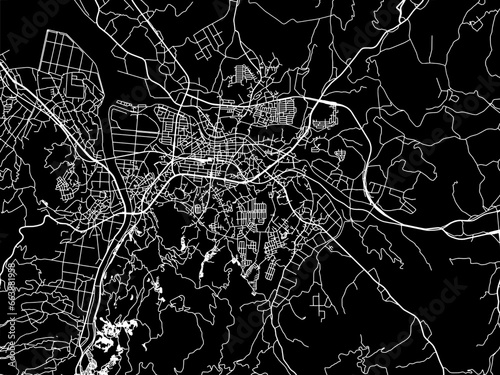 Vector road map of the city of Imaricho-ko in Japan with white roads on a black background.