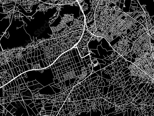 Vector road map of the city of  Iruma in Japan with white roads on a black background. photo