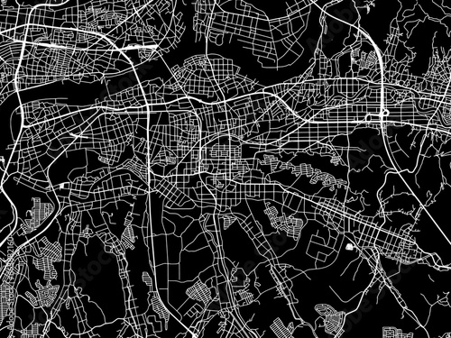 Vector road map of the city of  Kani in Japan with white roads on a black background.