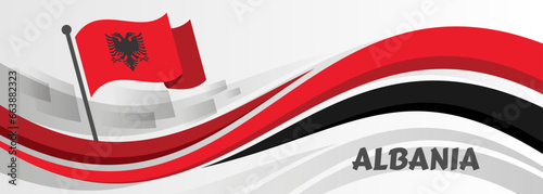 Flag of Albania. Albanian Flag. Vector Flag Background. Stock Illustration