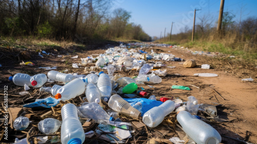 déchets humains dans la nature, plastiques et ordures ménagères photo