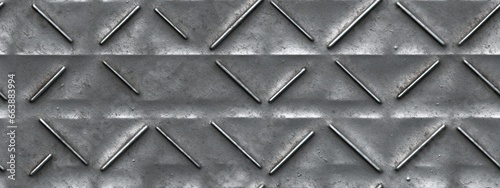 Seamless diamond knurl metal floor plate background texture. Tileable rusted scratched striped bulkhead panel pattern. silver grey rough metallic iron