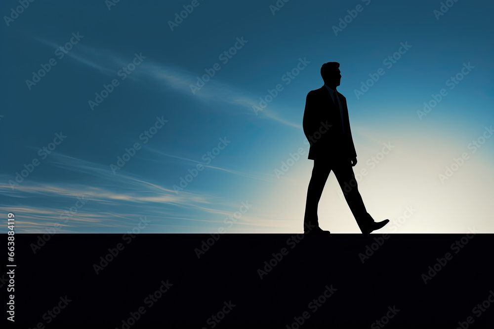 Silhouette of business man following his ambitions. AI Generative Silhouette of business man following his ambitions. AI Generative