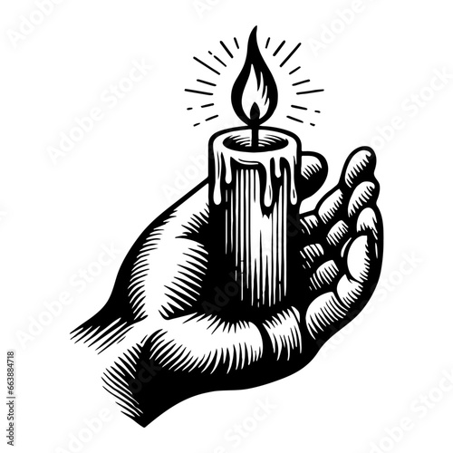 hand holding a candle sketch