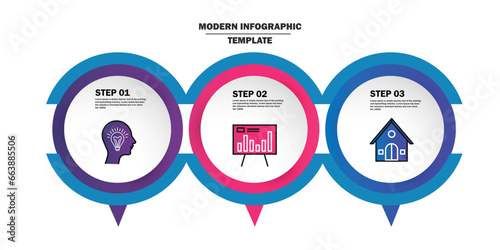 Modern 3D infographic template with 3 steps