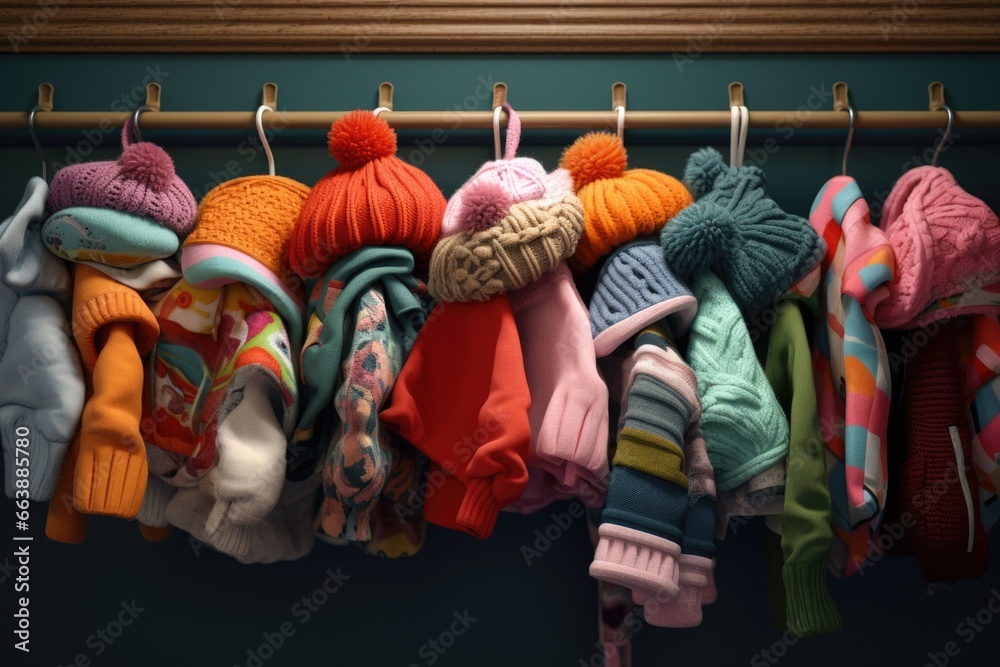 A collection of baby clothes hanging on a rail. Perfect for showcasing the variety and cuteness of baby outfits. Ideal for use in advertisements, online stores, or parenting blogs