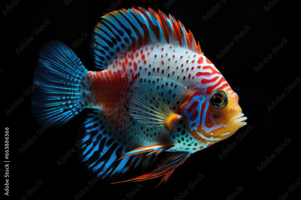 Fototapeta premium Fish isolated on black - Generative AI