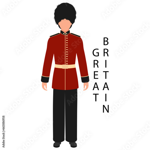 A man in a British folk retro costume. Culture and traditions of Great Britain. Illustration, vector