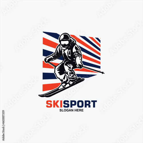 Mountain Skiing Logo Design Template